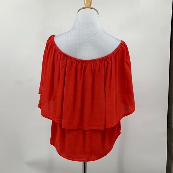 Holding Horses Top Women M Medium Anthropologie Red Ruffles Off Shoulder Overlap - Picture 7 of 14